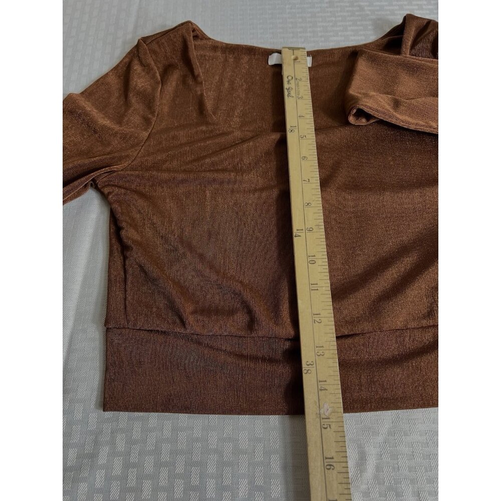 BP. Long Sleeve Crop Top Copper Brown Shimmer Women’s Size Small - Picture 7 of 10